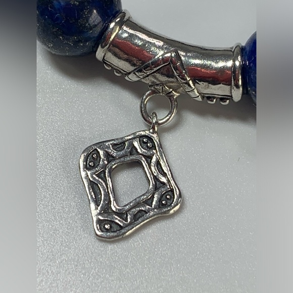 Silpada Vintage Sterling Silver & Lapis Lazuli CONFECTION Stretch Bracelet - Picture 4 of 13